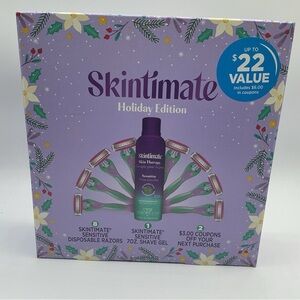 Skintimate Holiday Edition Gift Set 8 Disposable Razors W/7oz Shaving Cream New
